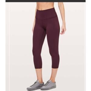 Lululemon Wunder Under Cropped Hi-Rise Full-On Luxtreme 21‎ Leggings Burgundy 4
